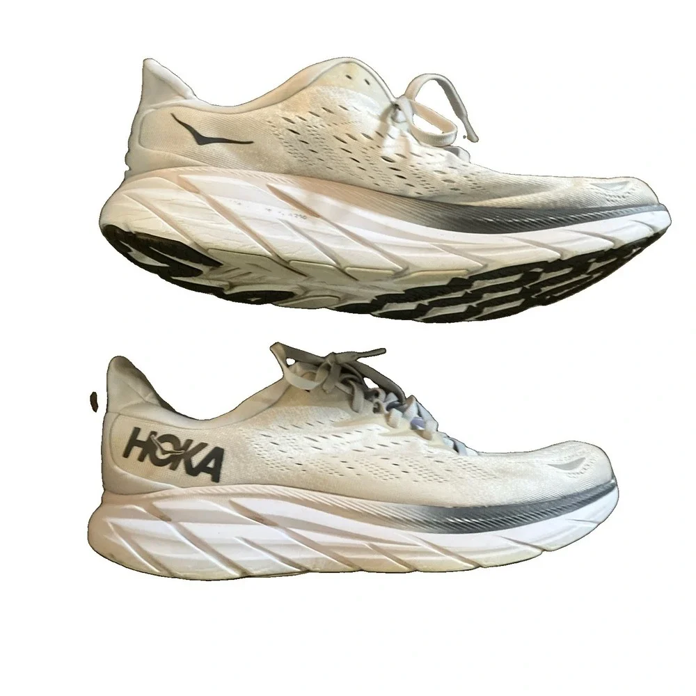 Hoka One One Clifton 8 Wide 1121374 LRNC Gray Running Shoes Sneaker Mens 12 2E